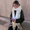 Versatile Monochrome Mohair Pull Scarf Winter Warm Soft Waxy Sweet Solid Color Student Scarf
