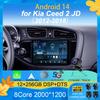 Автомобильное радио Android 14 Wireless Carplay Auto для Kia Ceed 2 JD 2012 2013 2014 2015 2016 2017 2018 Мультимедийный проигрыватель 2 Din GPS 4G