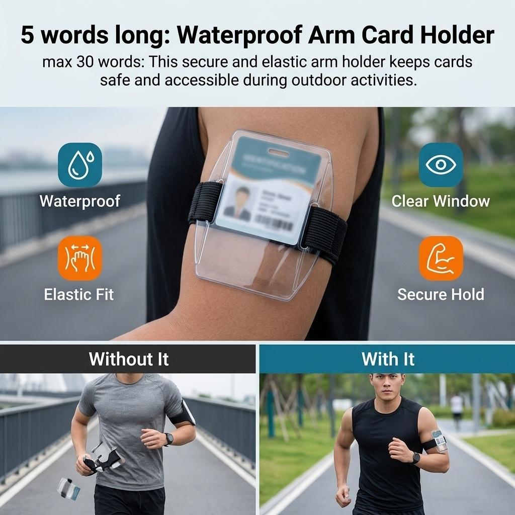 Adjustable Waterproof Arm Band Card Holder for Sports Running Cycling