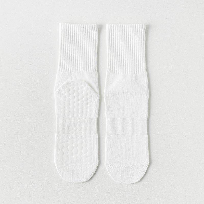 Ladies Spring and Autumn Pure Cotton Fitness Yoga Pilates Non Slip Sports Floor Mid Tube Socks