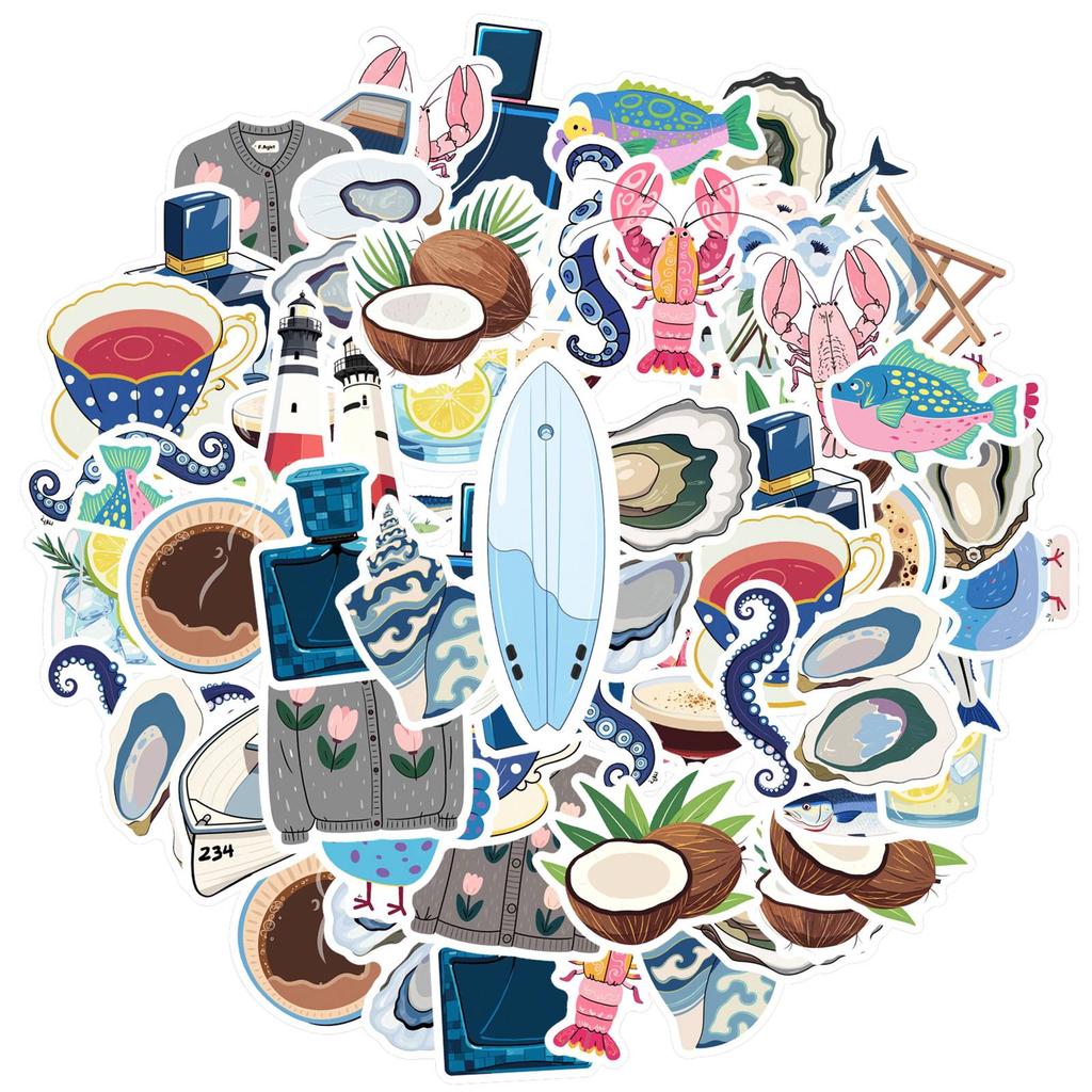35pcs-50pcs Vintage Cocktail Stickers Playful Cruise Stationery Stickers Stickers For Notebook Luggage Mobile Phone