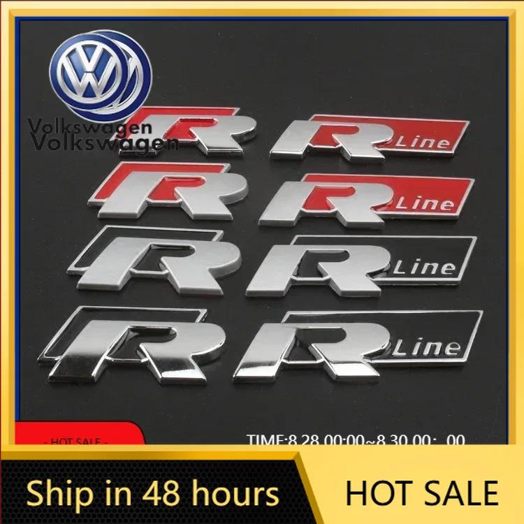 WHAQY1 VW 2026 Hot Car Front Grille Bumper Body 3D Metal Decals R-Line Auto Logos Stickers For VW Polo Golf Passat Scirocco Tiguan CC J