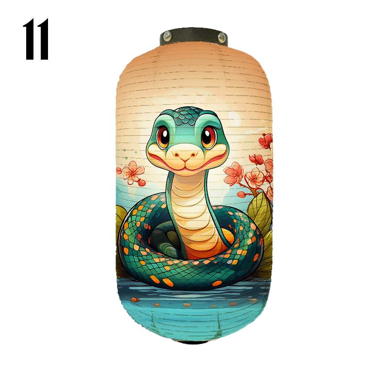 Японский Стиль Тканевый Фонарь Маскоты Новогоднего Фестиваля Зодиакальная Змея Принт Фонарь Магазин Суши Бистро Ресторан Декор Украшения