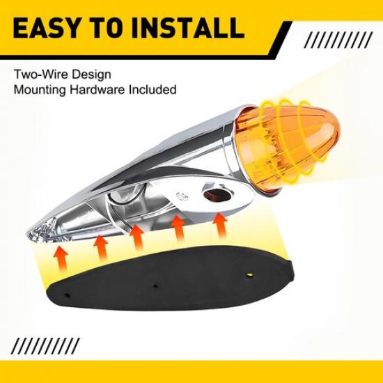 17 LED Chrome Amber 5X Cab Roof Marker Light For Peterbilt Kenworth Freightliner