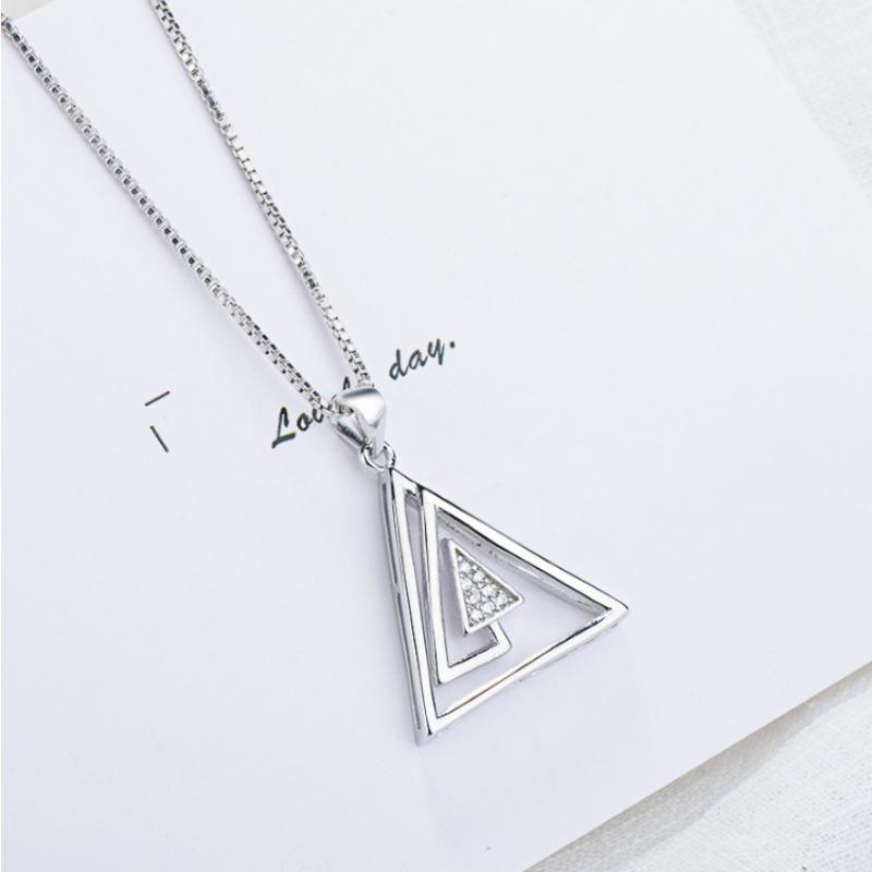 Треугольный геометрический кулон из стерлингового серебра S925 пробы, модные простые ювелирные изделия