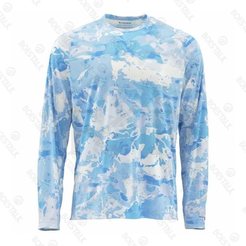 Mens Quick-Dry UV Protection Fishing T-Shirt Long Sleeve Crew Neck Outdoor Angling Summer Wear