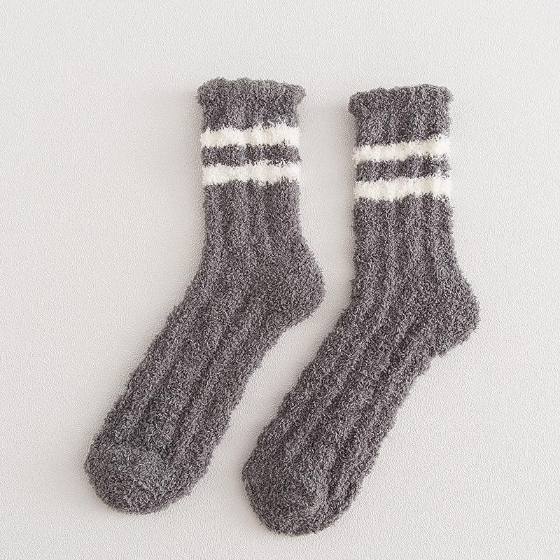 Женские носки до середины икры из кораллового флиса: Флис с одной стороны, дизайн кошачьей лапки, милый и уютный для осени/зимы