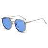 Metal pilot sunglasses men's high-end driving sunscreen sunglasses new retro oval frame double beam glasses