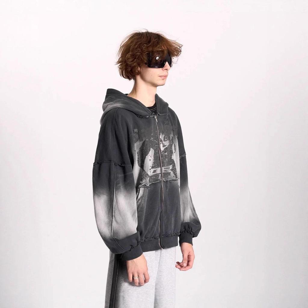 2025 Cross-Border Hooded Cardigan: Unisex Dark Print Streetwear Sweatshirt