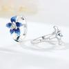 Серьги-кольца из стерлингового серебра S925 с синим цветком Женские украшения Оригинальные Модные Подарки на годовщину