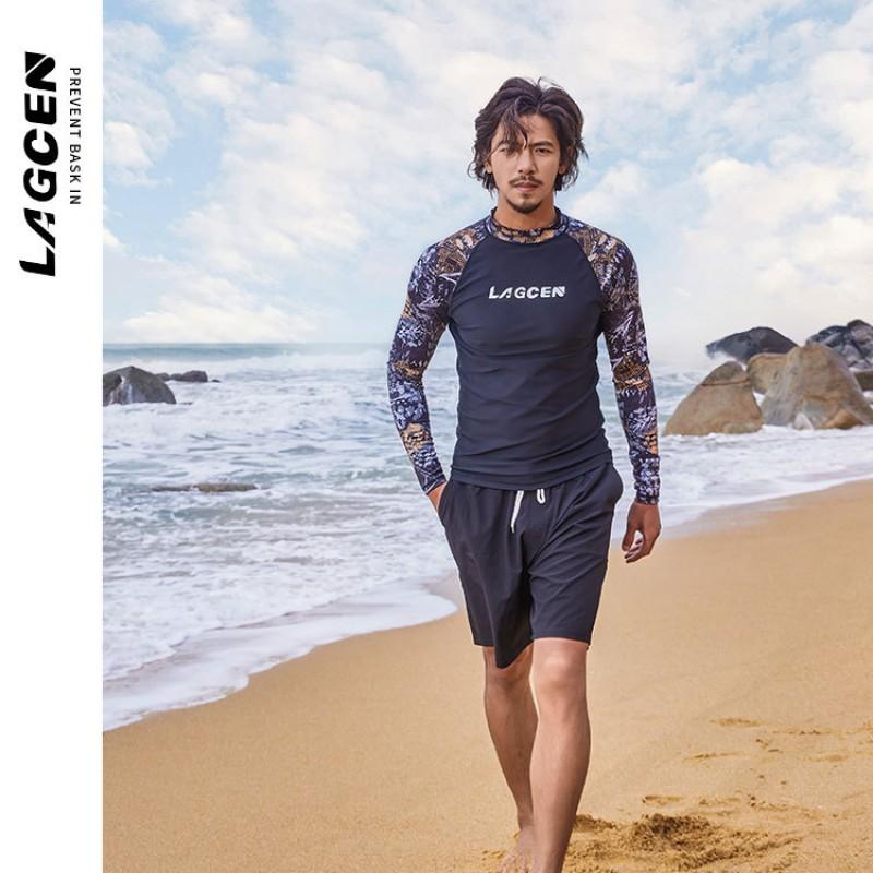 Mens Long Sleeve UV Protection Rash Guard Surfing Diving Swimming Beach Water Sports