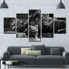 5 Pieces Wall Art Canvas Animal Poster Black Background Lion Painting Living Room Picture Print Bedroom Mural Home Decoration