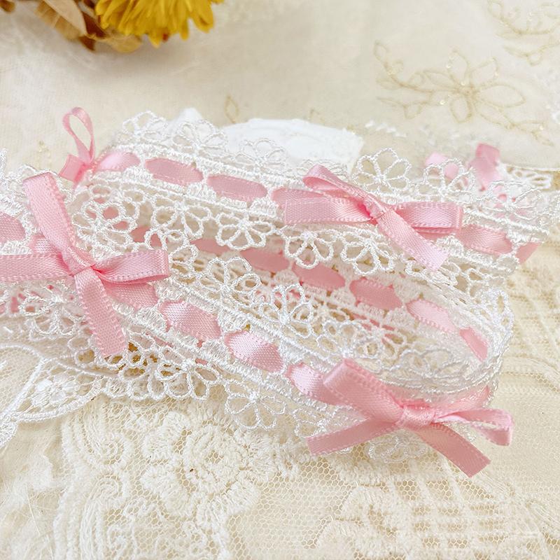 1 ярд Кружевная тесьма с бантом Вышивка Декоративное кружево Тканая лента DIY Поделки Кружево для юбки Аксессуары Отделка Аксессуары 2,8 см шириной