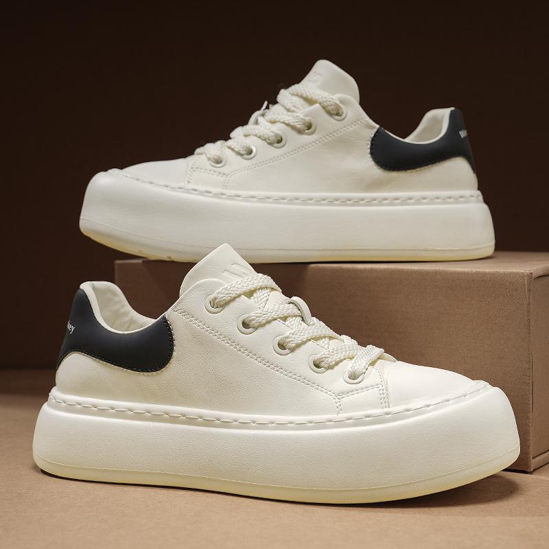 Fashion Italian2025New Thick Bottom Outdoor Sneakers Fashion Man Genuine Leather Designer Board Shoes Comfy Antiskid Lace-Up Oxford Shoe