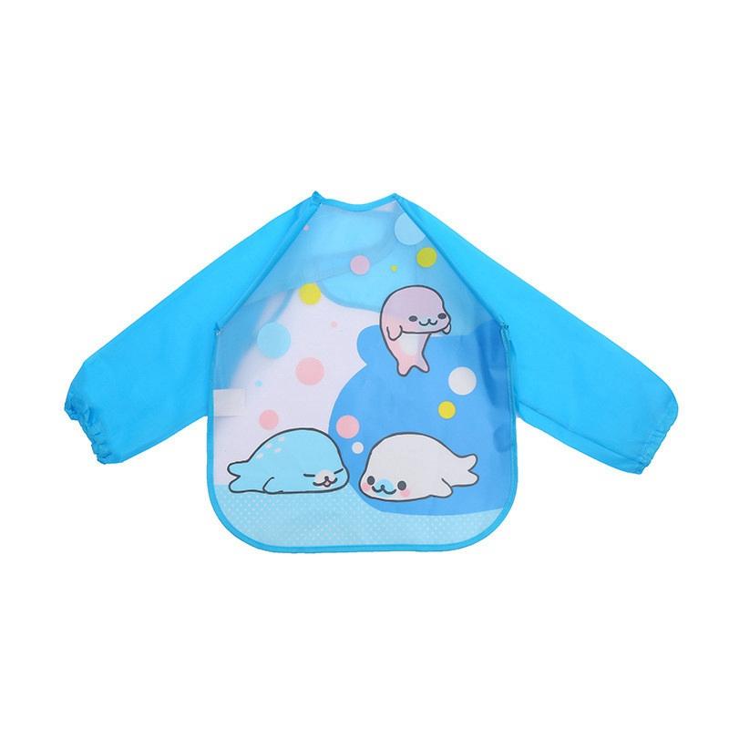 Baby Feeding Feeding Apron Thin Style Long Sleeve Baby Reverse Dressing Drawing Clothes Waterproof Bib