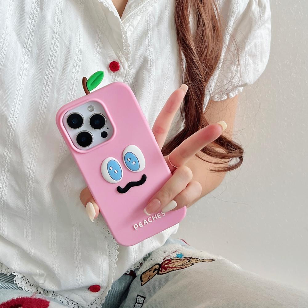 KEYSION Милый 3D Мультяшный Персонализированный Чехол-Персик для iPhone 13 14 15 16 17 Pro Max Мягкий Силиконовый Ударопрочный Задний Чехол