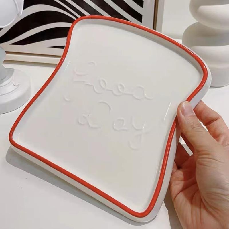 Креативная керамическая тарелка для завтрака в форме хлеба, блюда для тостов, салата, фруктов, поднос для закусок, бытовая посуда для ужина