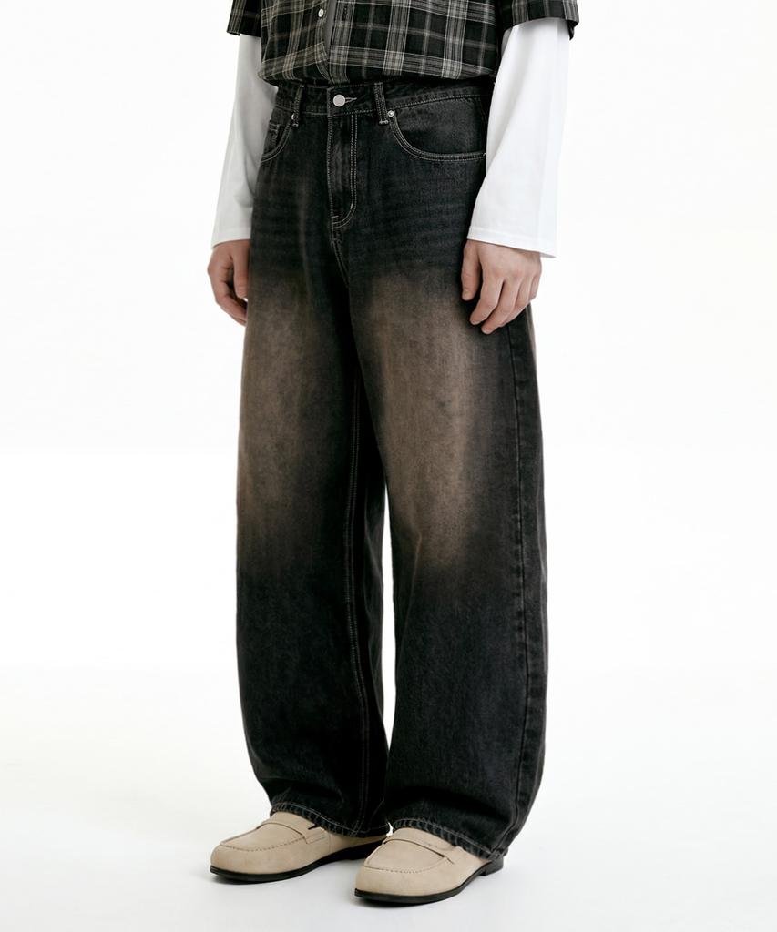 NTET Basic Washing Denim Pants (Dark Black)
