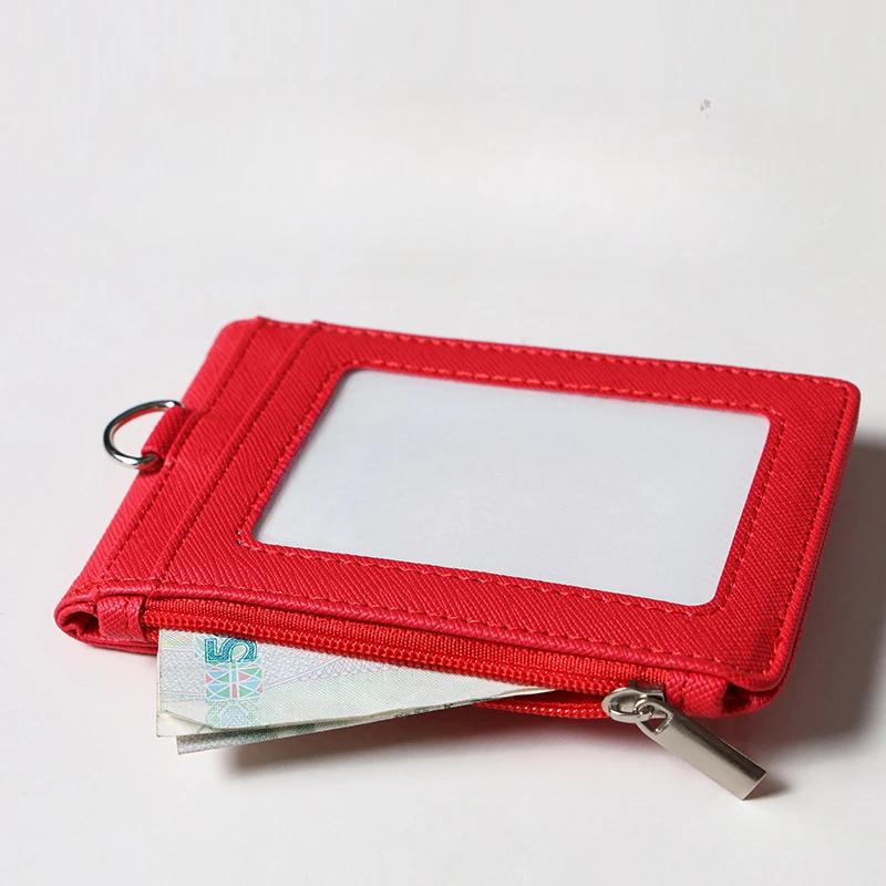 Retractable Neck Strap Lanyards Bank Card Cover Name Badge Holder Business Zipper Card Case Wallet Work Card Holder Case