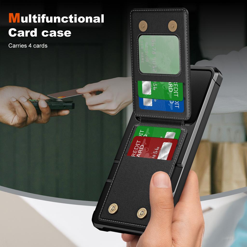 ZM11 For Samsung Galaxy A54 5G Case Card Slots PU Leather Coated TPU Kickstand Cover - Black