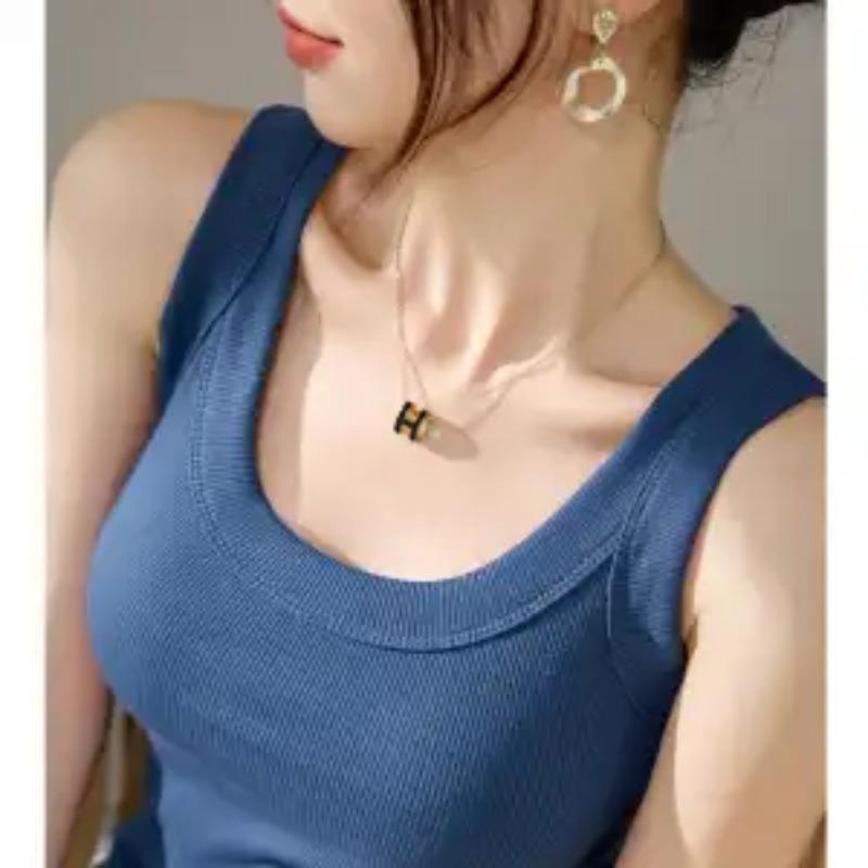 Slim Fit Camisole with Spiral Pattern Vest Women's Solid Colorall-match Sleeveless Vest