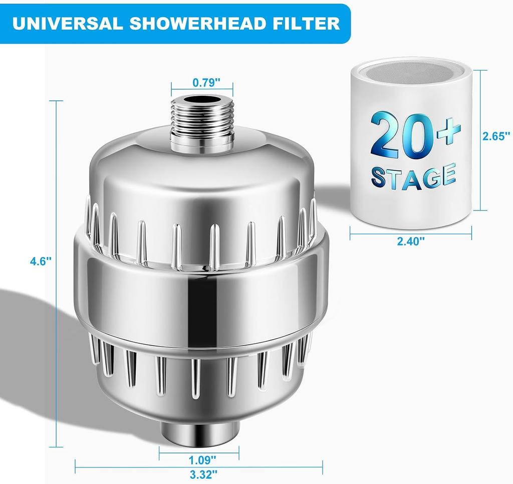 25 Stage Shower Filter, Powerful Shower Head Water Filter for Hard Water | Showerhead Filters to Remove Chlorine Toxic Chemicals & Improve Water
