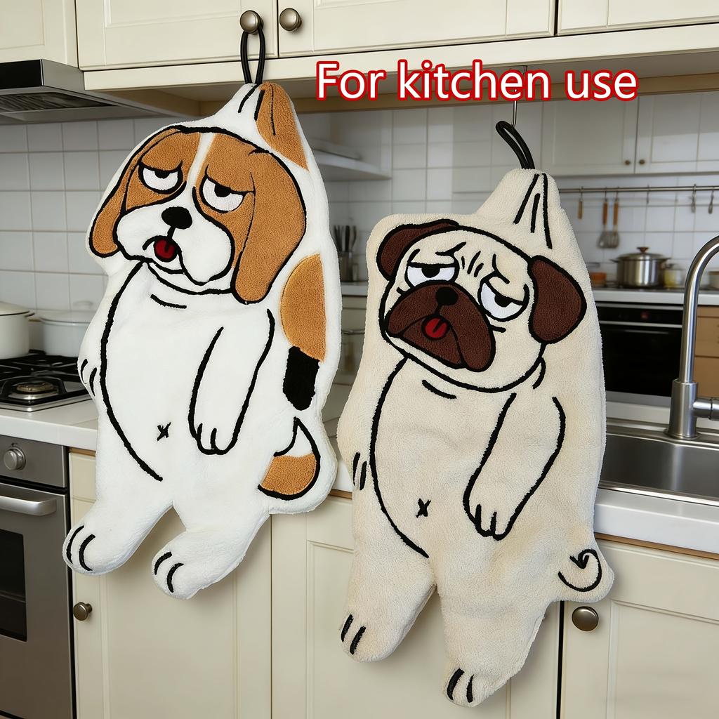 4pcs Bathroom Towels, New Creative Dog Hand Towels, For Bathroom, Kitchen, Restaurant, Kitchen Cleaning, Coral Fleece Absorbent