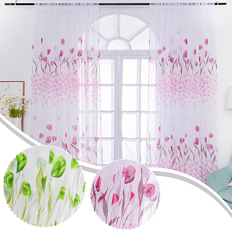 100*270 см Тюльпан Печатный Домашний Декор Вуаль Прозрачные Модные Шторы Для Окна Элегантные Шторы Для Экранирования Газовая Штора