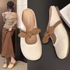 Fashion Soft-soled, Topped Lazy Slippers for Women To Wear As Outerwear In Summer 2025, New French Bow, One-foot, Flat, Korean Style