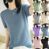 Women's Short Sleeved Knitted Sweater Round Neck Loose Thin Top