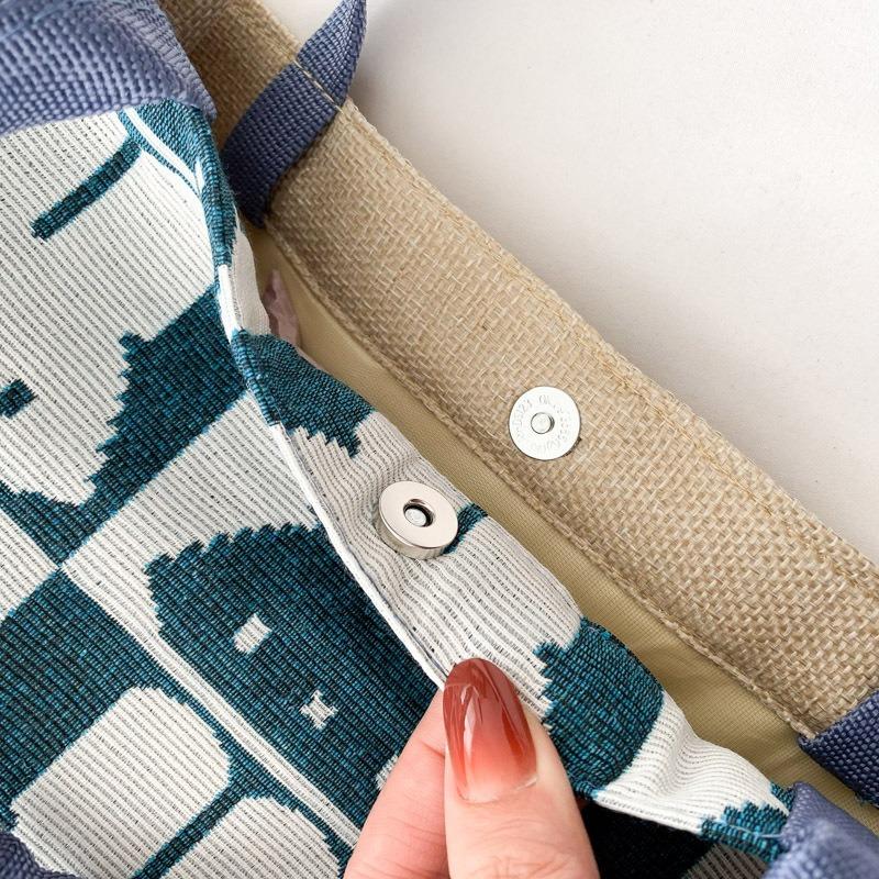 Женская сумка простая чистая льняная модная портативная магнитная пряжка одно плечевая сумка сумка кролик