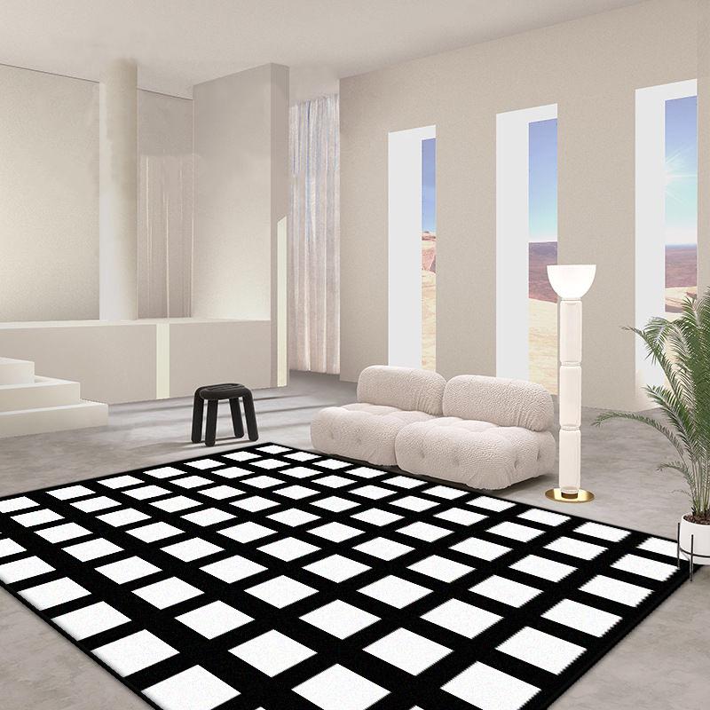 Французский стиль Простой черно-белый полосатый ковер Гостиная Украшение дома Спальня Прикроватный коврик Роскошный Кабинет Гардеробная Нескользящий коврик