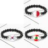 Unique Asian Country Flag Beaded Stretch Bracelet Handmade Mixed Material Unisex