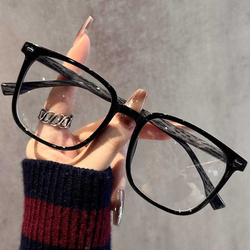 Деревянная текстура Большая оправа Тонкие простые очки Защита от синего света Можно подобрать с диоптриями Плоские очки Студенческие Ретро