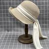 Japanese Curling Front Big Back Small Satin Streamer Basin Hat Summer Straw Hat Children Bucket Hat Sun Protection Beach Hat Tide