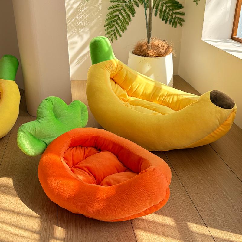 Cartoon Banana Pet Bed for Cats and Small Dogs - Teddy, Bichon, Pomeranian - Four Seasons Mat