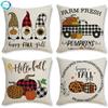 Thanksgiving Day Pillow Covers Hello Autumn Sofa Car Pumpkin Cushion Cover 45*45cm Home Decorative Cotton Linen Pillowcase