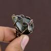 Natural Labradorite Gemstone Handmade Copper Wire Wrap Ring Size 6.5 A9d21