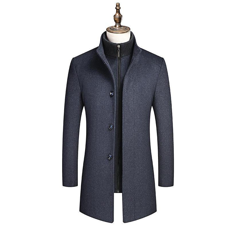 Autumn and Winter Men's Business Woolen Coat Fashion Non-ironing Liner Thickened Woolen Coat Men