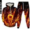 Мужские спортивные костюмы, хип-хоп, панк, череп, огонь, толстовки с 3D принтом, спортивные штаны, костюм, женская уличная одежда высокого качества, большие размеры S-6XL
