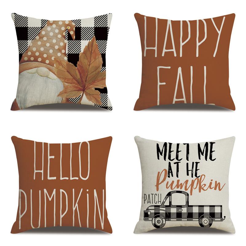 Подушка из льна на День благодарения, осенняя наволочка с принтом тыквы
