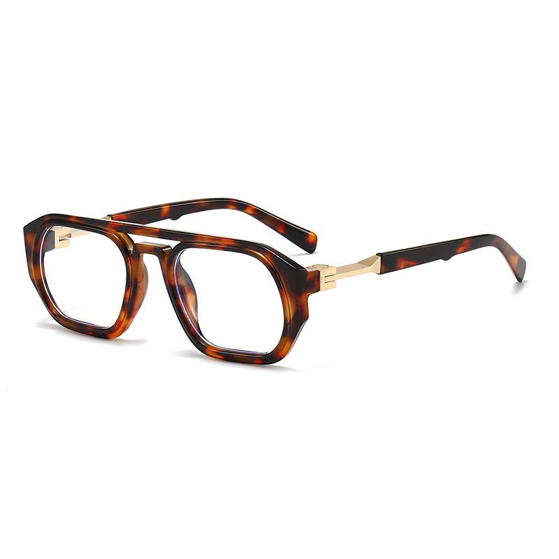 New fashion retro double beam multilateral glasses frame flat mirror men's personality punk wear fashion glasses women