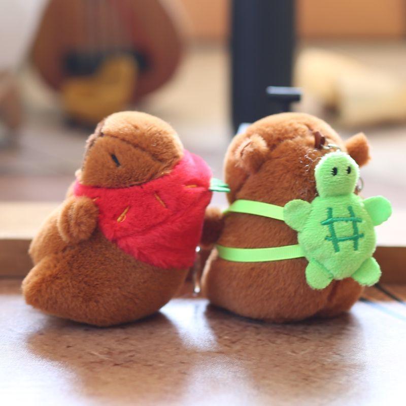 Capybara Plush Toy Keychain With Pp Cotton Fill For Kids Bag Charm Gift