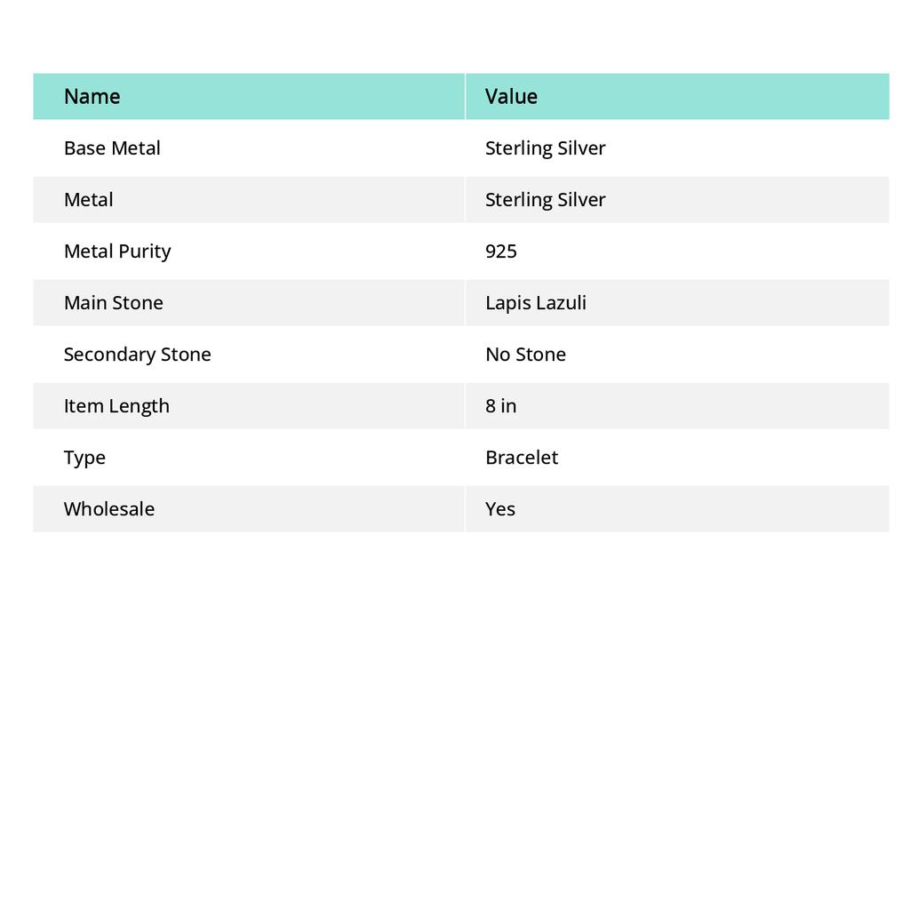 Lapis Lazuli Gemstone Handmade Ethnic 925 Silver Cuff Bangle Adjustable H8S37