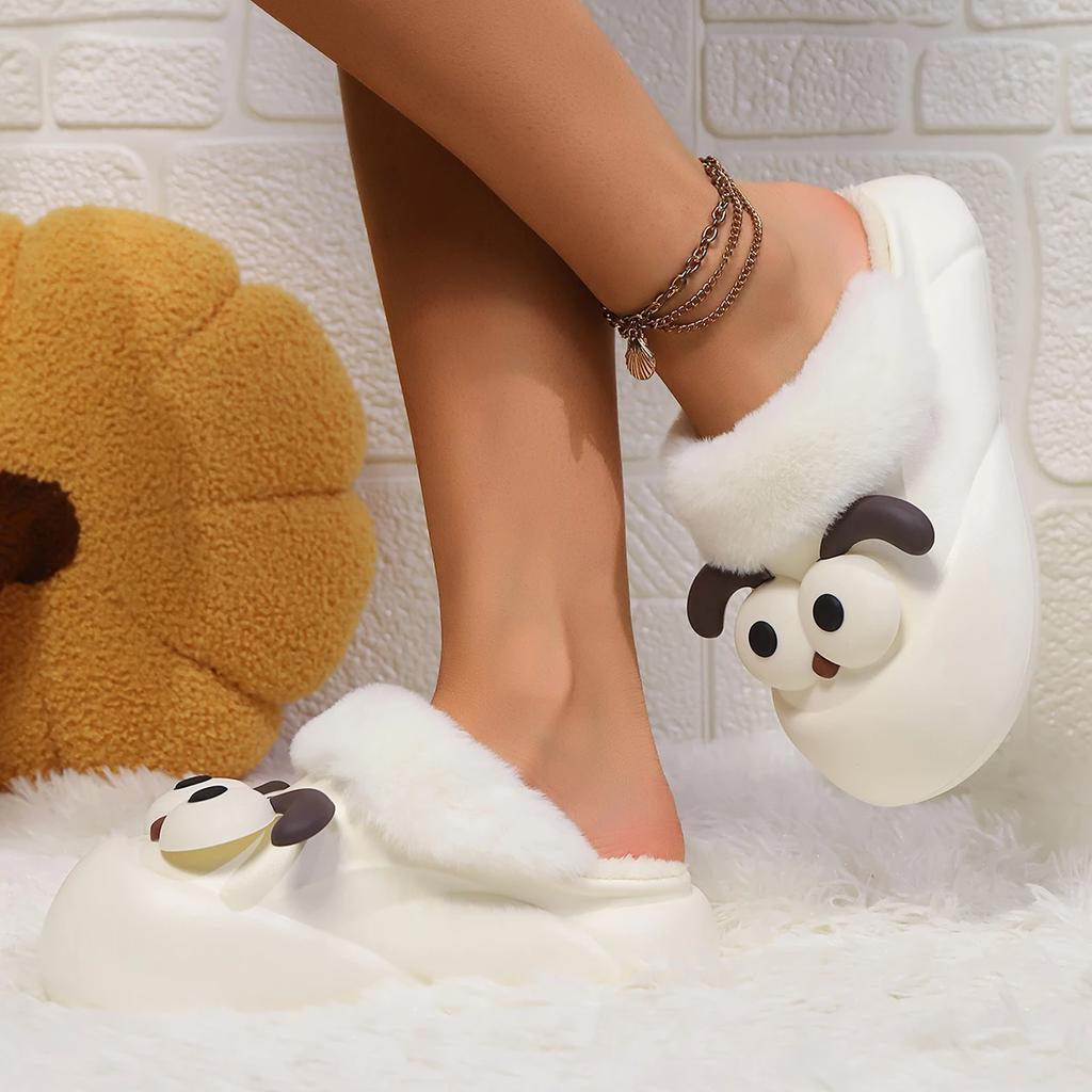 Зимние съемные декоративные женские шерстяные кожаные туфли 2024 года с противоскользящей подошвой и теплыми удобными тапочками Baotou для женщин