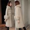 Sheep Shearling Coat Medium-length Fur Coat with Grain Wool and Fur for Women New Fox Fur Collar Coat