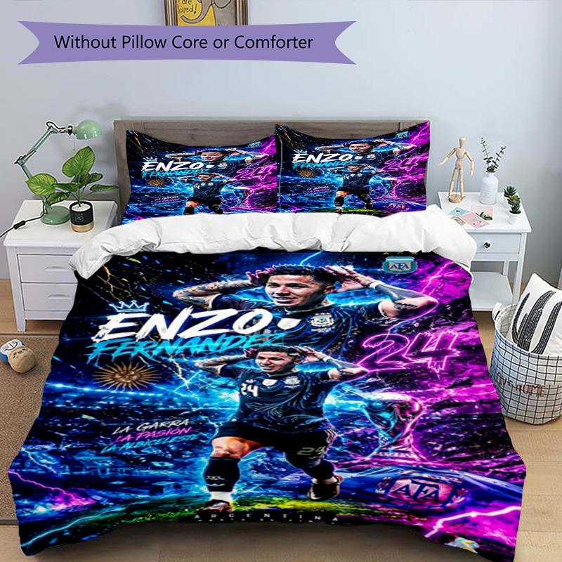 Messi Football World Cup Champion Bedding Set,Premium Bed Linen for Bedroom Home Decoration,Football Fan Collectible Gift,Easy Care Duvet Cover with P