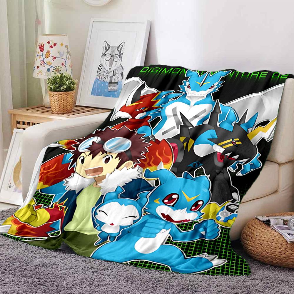 1pc Digital Monster Adventure Flannel Blanket,Ultra Soft Warm Plush Throw for Home Bedroom Bed Sofa Cover Camping Picnic gift Y72420
