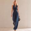 Amazon Europe and the United States cross-border 2026 summer new women's clothing fashionable and sexy waist sleeveless V-neck backless jumpsuit
