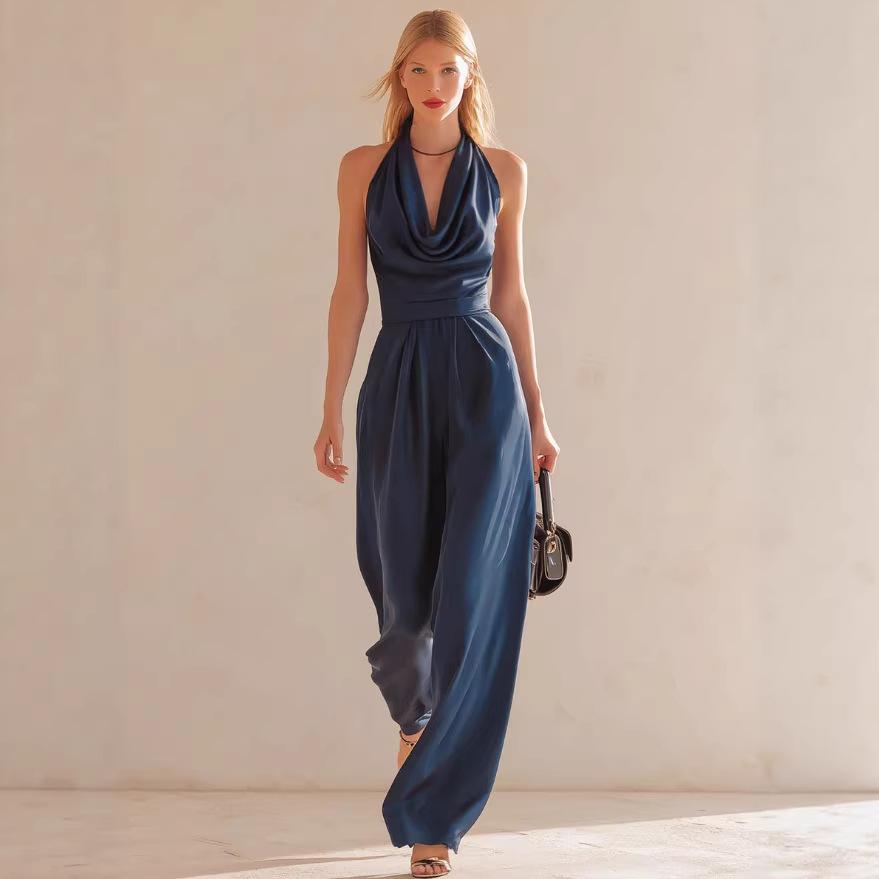 Amazon Europe and the United States cross-border 2026 summer new women's clothing fashionable and sexy waist sleeveless V-neck backless jumpsuit